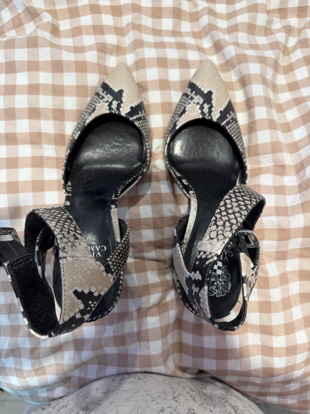 Vince camuto Pointed-Toe Ankle Strap Pumps in snake skin  -